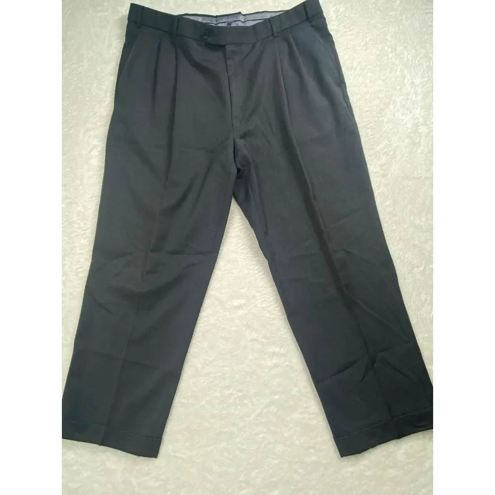 Ballin Mens‎ Pants 40x28 Dark Gray Cuffed Super 120s Wool Classic Trouser
